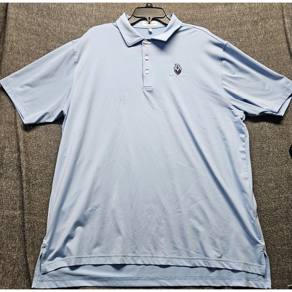 PETER MILLAR x ROYAL MELBOURNE Mens Polo Shirt Size XL Summer Comfort Golf Blue - Picture 2 of 8